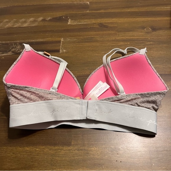 PINK Victoria's Secret Wear Everywhere Wireless Push Up Bra Padded Band 32C Gray - Picture 2 of 5